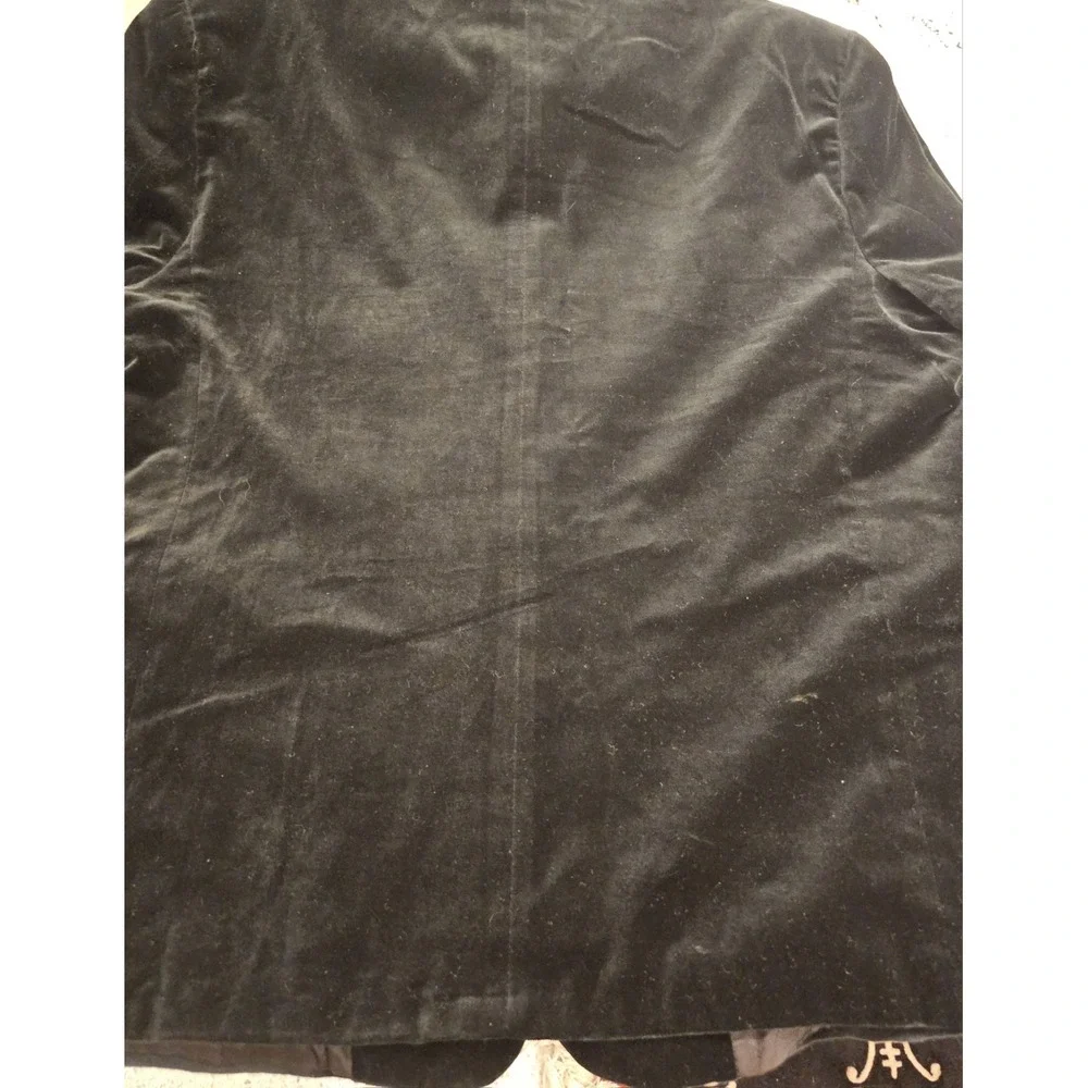 Falcone Suit Mens 50L 42x33 Solid Black VELVET Parsons Collar Vintage Union Made